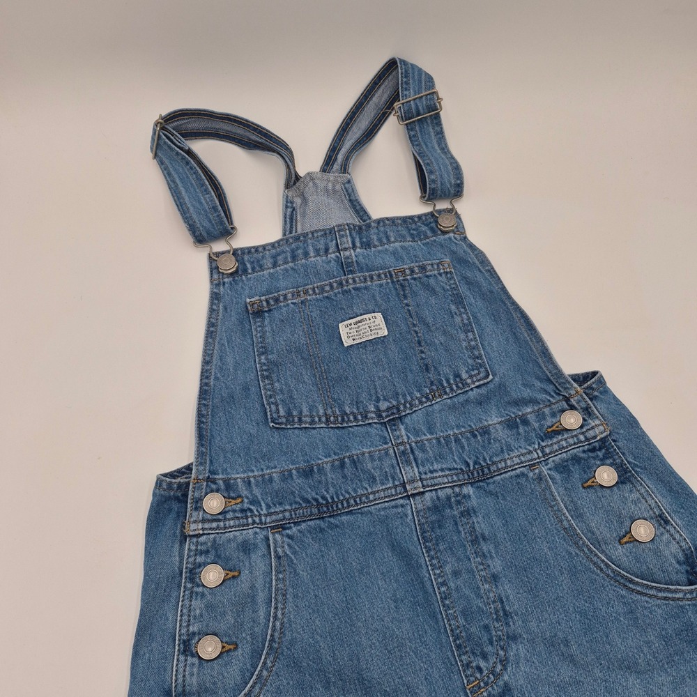 Levis Denim Shortalls Womens XS Medium Wash Bib Overalls 52333-0040